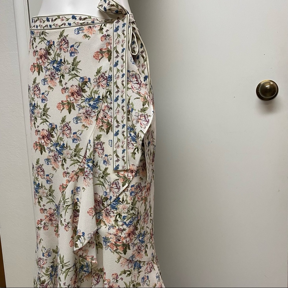 Max Studio Women's Floral Print Ruffle Wrap Maxi Skirt Size Small. - Picture 2 of 7